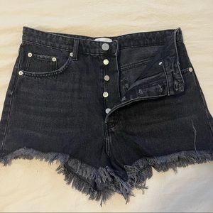 Zara button fly black high waisted shorts